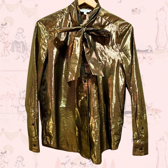 & Other Stories Gold Tied Blouse - Picture 2 of 4